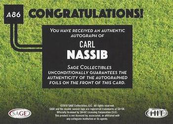 2016 SAGE HIT - Autographs #A86 Carl Nassib Back