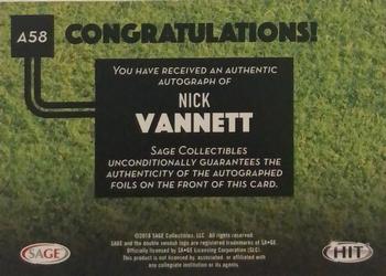 2016 SAGE HIT - Autographs Gold #A58 Nick Vannett Back