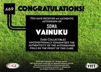 2016 SAGE HIT - Autographs Gold #A69 Soma Vainuku Back