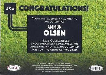 2016 SAGE HIT - Autographs Gold #A94 Ammon Olsen Back
