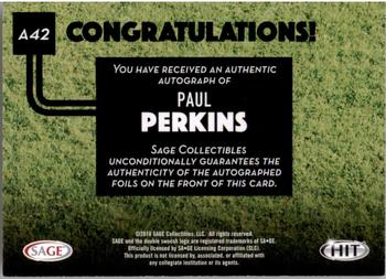 2016 SAGE HIT - Autographs Red #A42 Paul Perkins Back