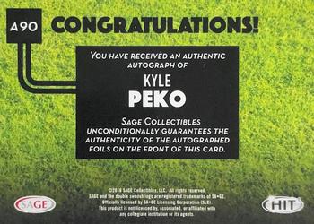 2016 SAGE HIT - Autographs Red #A90 Kyle Peko Back