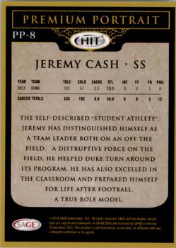 2016 SAGE HIT - Premium Portrait Gold #PP8 Jeremy Cash Back