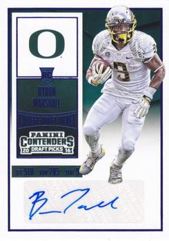 2016 Panini Contenders Draft Picks - College Draft Ticket Blue Foil #156 Byron Marshall Front