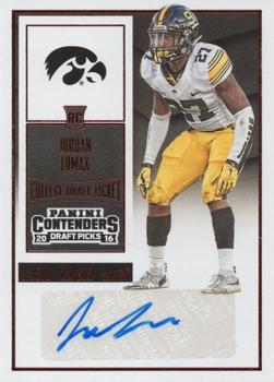 2016 Panini Contenders Draft Picks - College Draft Ticket Red Foil #263 Jordan Lomax Front