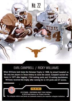 2016 Panini Contenders Draft Picks - Collegiate Connections #22 Earl Campbell / Ricky Williams Back