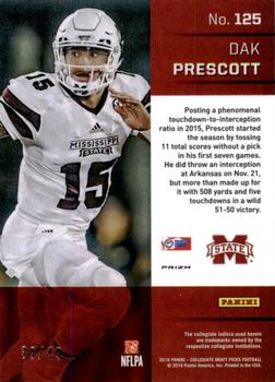 2016 Panini Prizm Collegiate Draft Picks - Prizms Tie Dyed #125 Dak Prescott Back