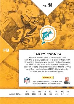 2016 Donruss Elite #98 Larry Csonka Back