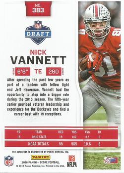 2016 Score - Rookie Signatures #383 Nick Vannett Back