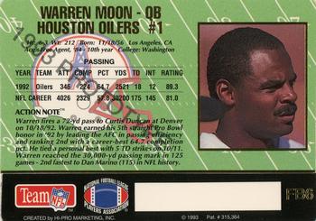 1993 Action Packed - Prototypes #FB6 Warren Moon Back