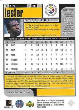 1998 UD Choice Pittsburgh Steelers #PS6 Tim Lester Back