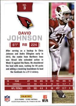 2016 Score - Scorecard #3 David Johnson Back