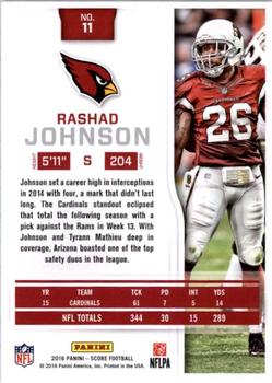 2016 Score - Scorecard #11 Rashad Johnson Back
