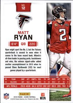 2016 Score - Scorecard #12 Matt Ryan Back