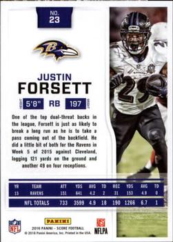 2016 Score - Scorecard #23 Justin Forsett Back
