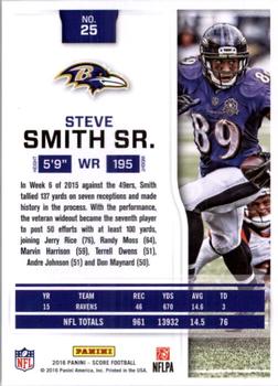 2016 Score - Scorecard #25 Steve Smith Sr. Back