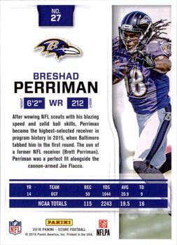 2016 Score - Scorecard #27 Breshad Perriman Back