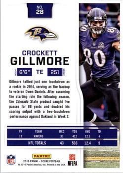 2016 Score - Scorecard #28 Crockett Gillmore Back