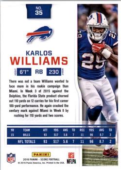 2016 Score - Scorecard #35 Karlos Williams Back