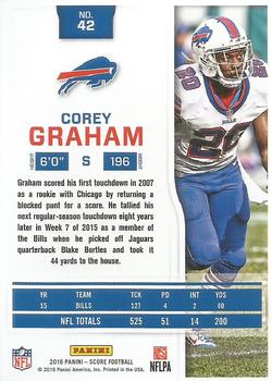 2016 Score - Scorecard #42 Corey Graham Back
