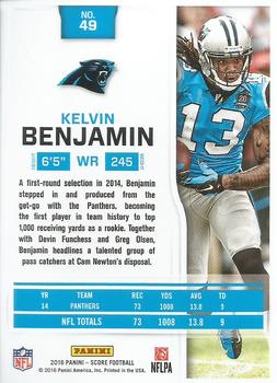 2016 Score - Scorecard #49 Kelvin Benjamin Back