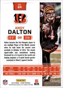 2016 Score - Scorecard #64 Andy Dalton Back