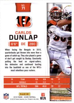2016 Score - Scorecard #71 Carlos Dunlap Back
