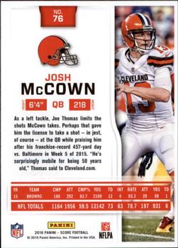 2016 Score - Scorecard #76 Josh McCown Back
