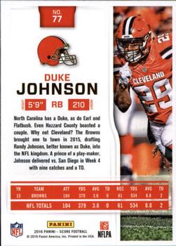 2016 Score - Scorecard #77 Duke Johnson Back