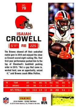 2016 Score - Scorecard #78 Isaiah Crowell Back