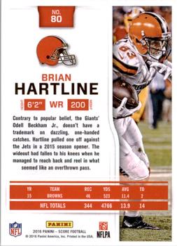 2016 Score - Scorecard #80 Brian Hartline Back