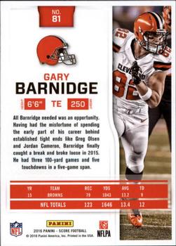 2016 Score - Scorecard #81 Gary Barnidge Back