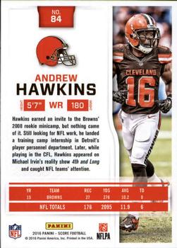 2016 Score - Scorecard #84 Andrew Hawkins Back