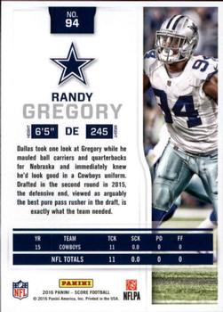 2016 Score - Scorecard #94 Randy Gregory Back