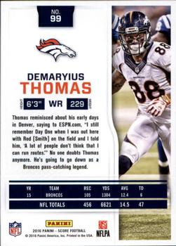 2016 Score - Scorecard #99 Demaryius Thomas Back