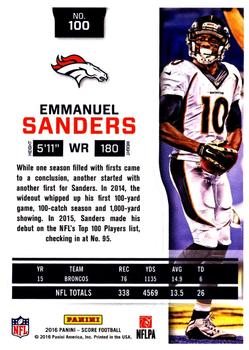2016 Score - Scorecard #100 Emmanuel Sanders Back