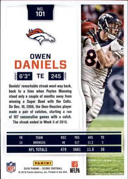2016 Score - Scorecard #101 Owen Daniels Back