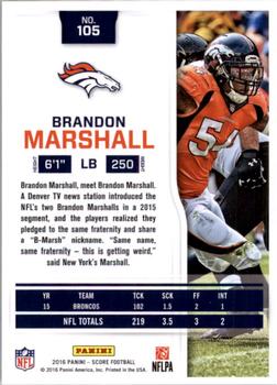 2016 Score - Scorecard #105 Brandon Marshall Back