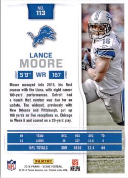 2016 Score - Scorecard #113 Lance Moore Back