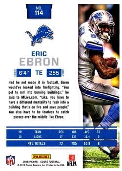 2016 Score - Scorecard #114 Eric Ebron Back