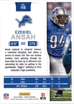 2016 Score - Scorecard #115 Ezekiel Ansah Back