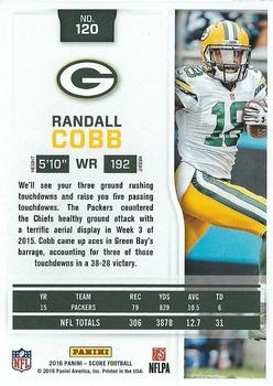 2016 Score - Scorecard #120 Randall Cobb Back