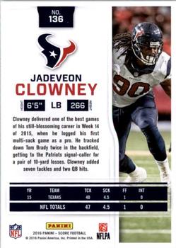 2016 Score - Scorecard #136 Jadeveon Clowney Back