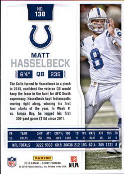2016 Score - Scorecard #138 Matt Hasselbeck Back