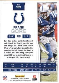2016 Score - Scorecard #139 Frank Gore Back