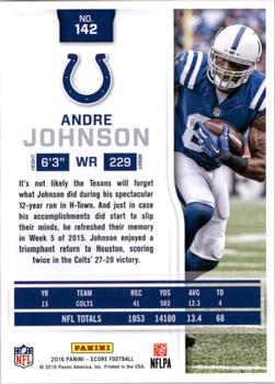 2016 Score - Scorecard #142 Andre Johnson Back