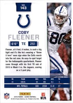 2016 Score - Scorecard #143 Coby Fleener Back