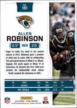 2016 Score - Scorecard #151 Allen Robinson Back
