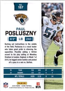 2016 Score - Scorecard #157 Paul Posluszny Back