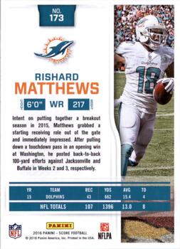 2016 Score - Scorecard #173 Rishard Matthews Back